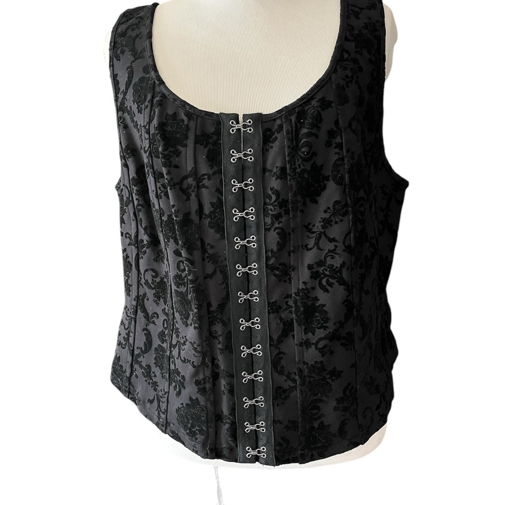 Torrid Flocked Ponte Scoop Neck Hook And Eye Corset SZ 1 - Picture 4 of 9